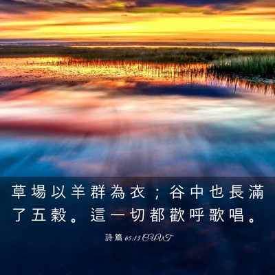 Picture 03 - 詩 篇 65:13 CUVT - 草 場 以 羊 群 為 衣 ； 谷 中 也 長 - Bible Verse Picture