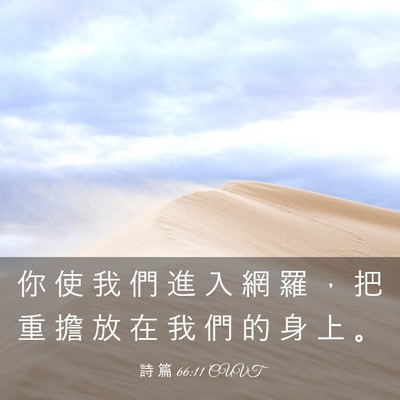 Picture 03 - 詩 篇 66:11 CUVT - 你 使 我 們 進 入 網 羅 ， 把 重 擔 - Bible Verse Picture