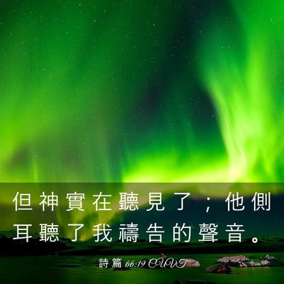 Picture 03 - 詩 篇 66:19 CUVT - 但 神 實 在 聽 見 了 ； 他 側 耳 聽 - Bible Verse Picture