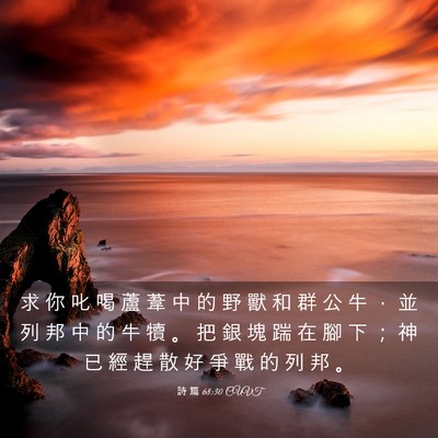 Picture 03 - 詩 篇 68:30 CUVT - 求 你 叱 喝 蘆 葦 中 的 野 獸 和 群 - Bible Verse Picture