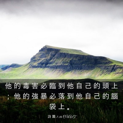 Picture 03 - 詩 篇 7:16 CUVT - 他 的 毒 害 必 臨 到 他 自 己 的 頭 - Bible Verse Picture