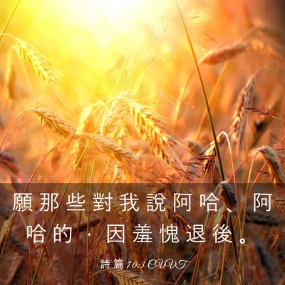 Picture 03 - 詩 篇 70:3 CUVT - 願 那 些 對 我 說 阿 哈 、 阿 哈 的 - Bible Verse Picture