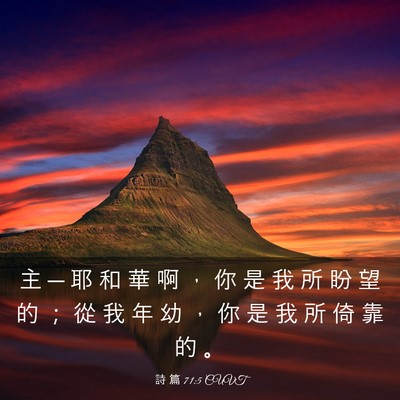 Picture 03 - 詩 篇 71:5 CUVT - 主 ─ 耶 和 華 啊 ， 你 是 我 所 盼 - Bible Verse Picture