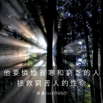Picture 03 - 詩 篇 72:13 CUVT - 他 要 憐 恤 貧 寒 和 窮 乏 的 人 ， - Bible Verse Picture