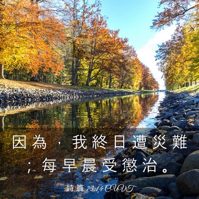 Picture 03 - 詩 篇 73:14 CUVT - 因 為 ， 我 終 日 遭 災 難 ； 每 早 - Bible Verse Picture