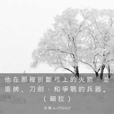 Picture 03 - 詩 篇 76:3 CUVT - 他 在 那 裡 折 斷 弓 上 的 火 箭 ， - Bible Verse Picture