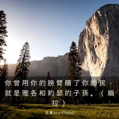 Picture 03 - 詩 篇 77:15 CUVT - 你 曾 用 你 的 膀 臂 贖 了 你 的 民 - Bible Verse Picture
