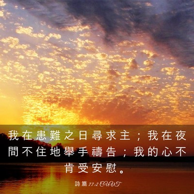 Picture 03 - 詩 篇 77:2 CUVT - 我 在 患 難 之 日 尋 求 主 ； 我 在 - Bible Verse Picture