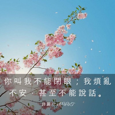 Picture 03 - 詩 篇 77:4 CUVT - 你 叫 我 不 能 閉 眼 ； 我 煩 亂 不 - Bible Verse Picture