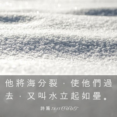 Picture 03 - 詩 篇 78:13 CUVT - 他 將 海 分 裂 ， 使 他 們 過 去 ， - Bible Verse Picture