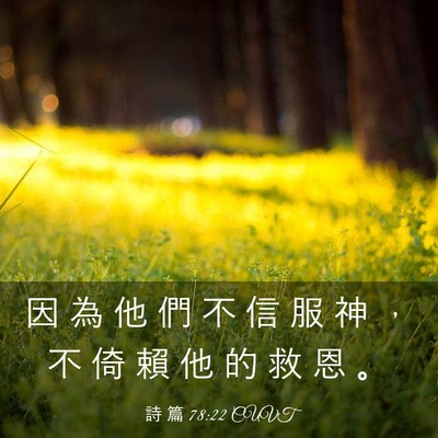 Picture 03 - 詩 篇 78:22 CUVT - 因 為 他 們 不 信 服 神 ， 不 倚 賴 - Bible Verse Picture