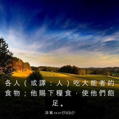 Picture 03 - 詩 篇 78:25 CUVT - 各 人 （ 或 譯 ： 人 ） 吃 大 能 者 - Bible Verse Picture