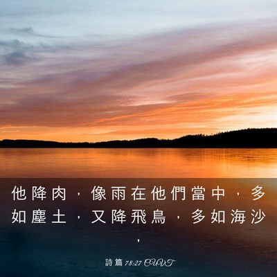Picture 03 - 詩 篇 78:27 CUVT - 他 降 肉 ， 像 雨 在 他 們 當 中 ， - Bible Verse Picture