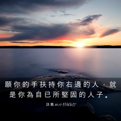 Picture 03 - 詩 篇 80:17 CUVT - 願 你 的 手 扶 持 你 右 邊 的 人 ， - Bible Verse Picture