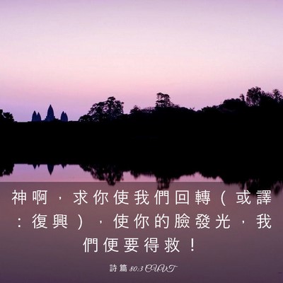 Picture 03 - 詩 篇 80:3 CUVT - 神 啊 ， 求 你 使 我 們 回 轉 （ 或 - Bible Verse Picture