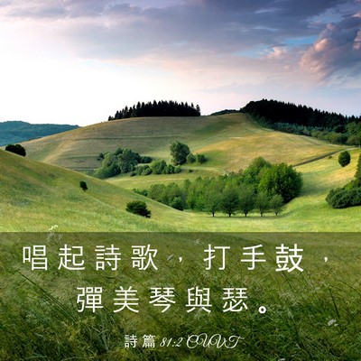 Picture 03 - 詩 篇 81:2 CUVT - 唱 起 詩 歌 ， 打 手 鼓 ， 彈 美 琴 - Bible Verse Picture