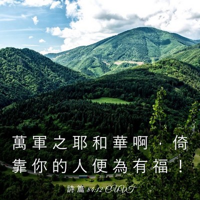 Picture 03 - 詩 篇 84:12 CUVT - 萬 軍 之 耶 和 華 啊 ， 倚 靠 你 的 - Bible Verse Picture