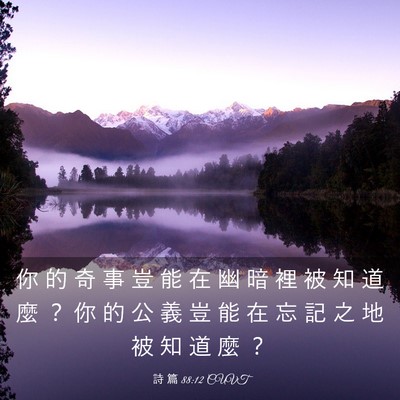 Picture 03 - 詩 篇 88:12 CUVT - 你 的 奇 事 豈 能 在 幽 暗 裡 被 知 - Bible Verse Picture