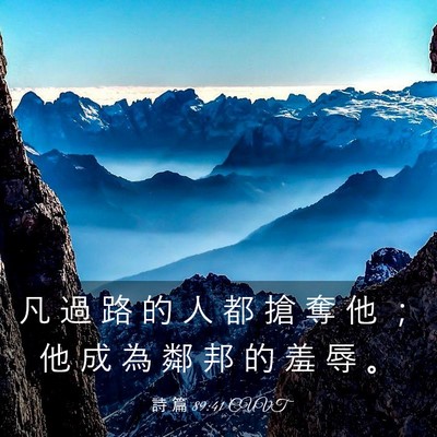 Picture 03 - 詩 篇 89:41 CUVT - 凡 過 路 的 人 都 搶 奪 他 ； 他 成 - Bible Verse Picture