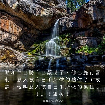Picture 03 - 詩 篇 9:16 CUVT - 耶 和 華 已 將 自 己 顯 明 了 ， 他 - Bible Verse Picture