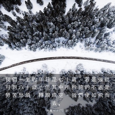 Picture 03 - 詩 篇 90:10 CUVT - 我 們 一 生 的 年 日 是 七 十 歲 ， - Bible Verse Picture