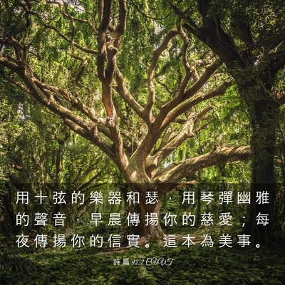 Picture 03 - 詩 篇 92:2 CUVT - 用 十 弦 的 樂 器 和 瑟 ， 用 琴 彈 - Bible Verse Picture