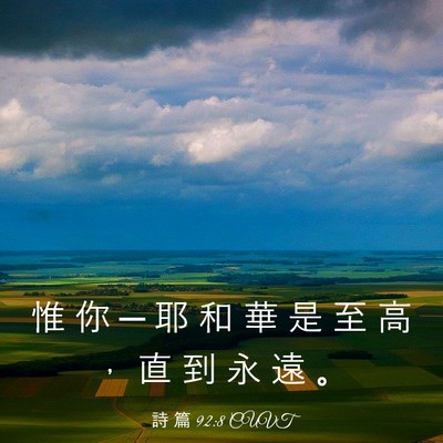 Picture 03 - 詩 篇 92:8 CUVT - 惟 你 ─ 耶 和 華 是 至 高 ， 直 到 - Bible Verse Picture