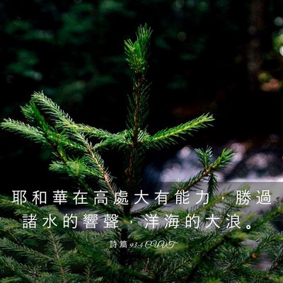Picture 03 - 詩 篇 93:4 CUVT - 耶 和 華 在 高 處 大 有 能 力 ， 勝 - Bible Verse Picture
