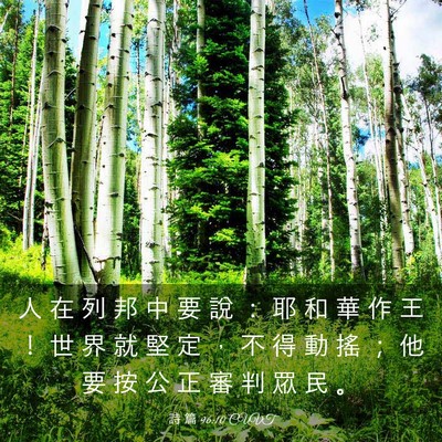 Picture 03 - 詩 篇 96:10 CUVT - 人 在 列 邦 中 要 說 ： 耶 和 華 作 - Bible Verse Picture