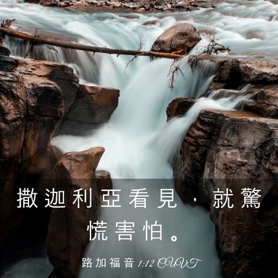 Picture 03 - 路 加 福 音 1:12 CUVT - 撒 迦 利 亞 看 見 ， 就 驚 慌 害 怕 - Bible Verse Picture