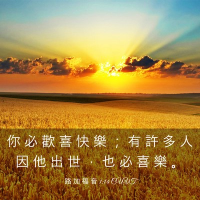 Picture 03 - 路 加 福 音 1:14 CUVT - 你 必 歡 喜 快 樂 ； 有 許 多 人 因 - Bible Verse Picture