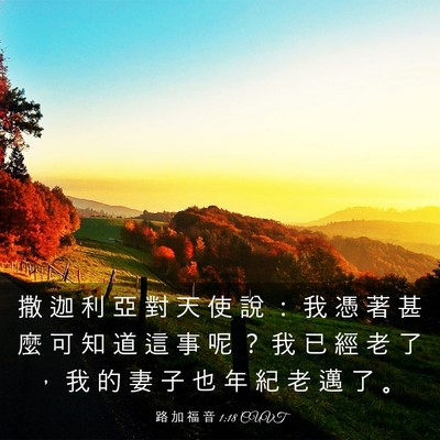 Picture 03 - 路 加 福 音 1:18 CUVT - 撒 迦 利 亞 對 天 使 說 ： 我 憑 著 - Bible Verse Picture