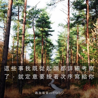 Picture 03 - 路 加 福 音 1:3 CUVT - 這 些 事 我 既 從 起 頭 都 詳 細 考 - Bible Verse Picture