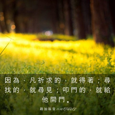 Picture 03 - 路 加 福 音 11:10 CUVT - 因 為 ， 凡 祈 求 的 ， 就 得 著 ； - Bible Verse Picture