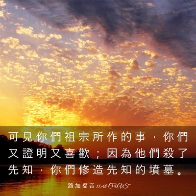 Picture 03 - 路 加 福 音 11:48 CUVT - 可 見 你 們 祖 宗 所 作 的 事 ， 你 - Bible Verse Picture
