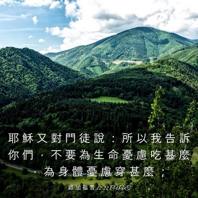 Picture 03 - 路 加 福 音 12:22 CUVT - 耶 穌 又 對 門 徒 說 ： 所 以 我 告 - Bible Verse Picture