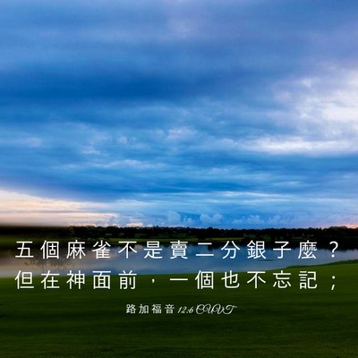 Picture 03 - 路 加 福 音 12:6 CUVT - 五 個 麻 雀 不 是 賣 二 分 銀 子 麼 - Bible Verse Picture
