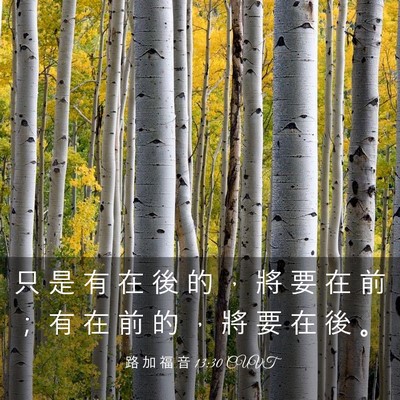 Picture 03 - 路 加 福 音 13:30 CUVT - 只 是 有 在 後 的 ， 將 要 在 前 ； - Bible Verse Picture