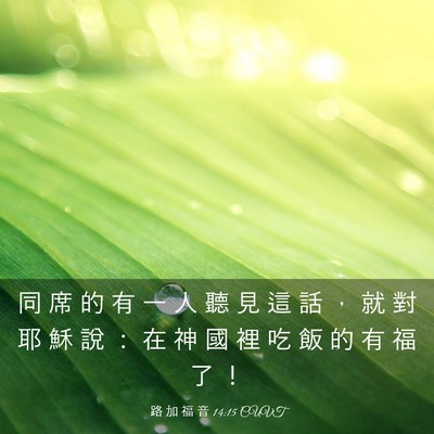 Picture 03 - 路 加 福 音 14:15 CUVT - 同 席 的 有 一 人 聽 見 這 話 ， 就 - Bible Verse Picture