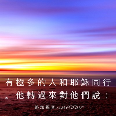 Picture 03 - 路 加 福 音 14:25 CUVT - 有 極 多 的 人 和 耶 穌 同 行 。 他 - Bible Verse Picture