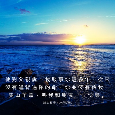 Picture 03 - 路 加 福 音 15:29 CUVT - 他 對 父 親 說 ： 我 服 事 你 這 多 - Bible Verse Picture
