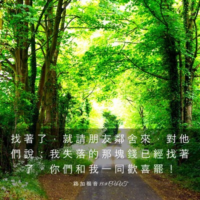 Picture 03 - 路 加 福 音 15:9 CUVT - 找 著 了 ， 就 請 朋 友 鄰 舍 來 ， - Bible Verse Picture