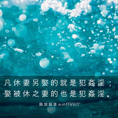Picture 03 - 路 加 福 音 16:18 CUVT - 凡 休 妻 另 娶 的 就 是 犯 姦 淫 ； - Bible Verse Picture