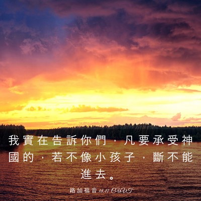 Picture 03 - 路 加 福 音 18:17 CUVT - 我 實 在 告 訴 你 們 ， 凡 要 承 受 - Bible Verse Picture