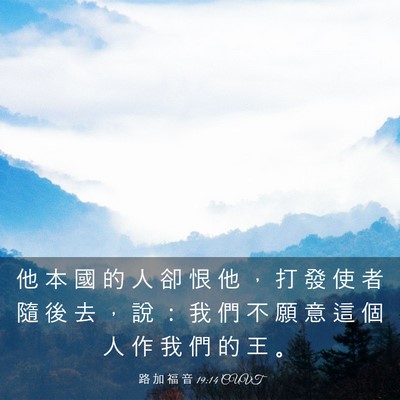 Picture 03 - 路 加 福 音 19:14 CUVT - 他 本 國 的 人 卻 恨 他 ， 打 發 使 - Bible Verse Picture