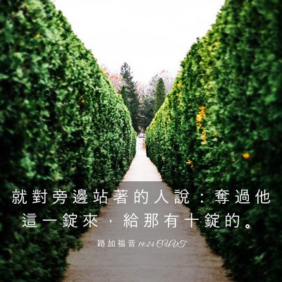 Picture 03 - 路 加 福 音 19:24 CUVT - 就 對 旁 邊 站 著 的 人 說 ： 奪 過 - Bible Verse Picture