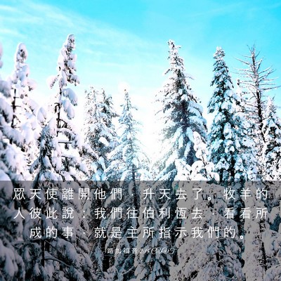 Picture 03 - 路 加 福 音 2:15 CUVT - 眾 天 使 離 開 他 們 ， 升 天 去 了 - Bible Verse Picture