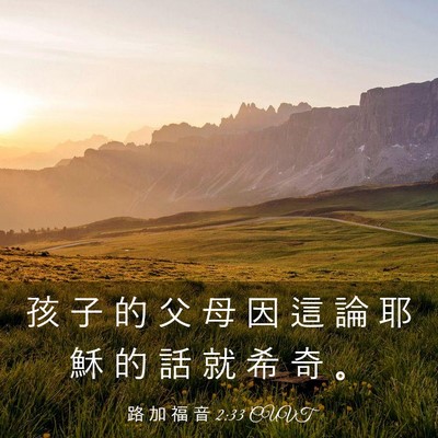 Picture 03 - 路 加 福 音 2:33 CUVT - 孩 子 的 父 母 因 這 論 耶 穌 的 話 - Bible Verse Picture