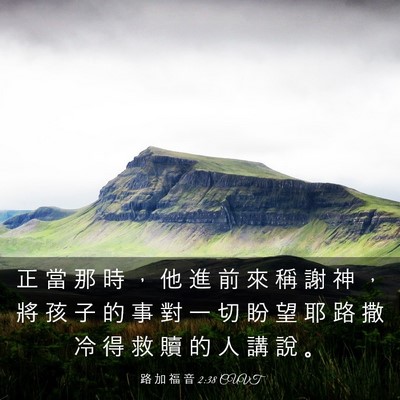 Picture 03 - 路 加 福 音 2:38 CUVT - 正 當 那 時 ， 他 進 前 來 稱 謝 神 - Bible Verse Picture