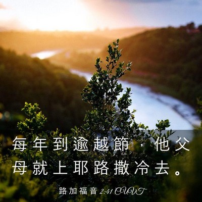 Picture 03 - 路 加 福 音 2:41 CUVT - 每 年 到 逾 越 節 ， 他 父 母 就 上 - Bible Verse Picture